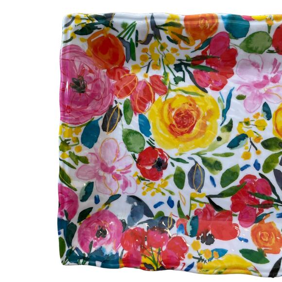 RACHEL ASHWELL 2 PC Large Melamine Serving Tray Platter Spring Floral 19x8 NEW - Picture 5 of 9